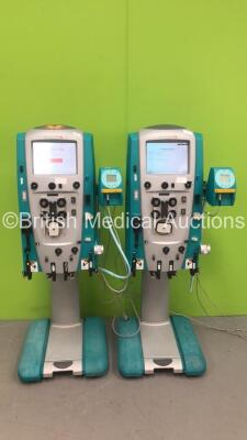 2 x Gambro Prismaflex Dialysis Machines - Software Version 7.21 - Running Hours 19112 / 21493 with Barkey Autocontrol Units (Both Power Up)