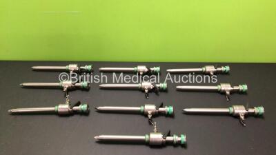 10 x Karl Storz Laparoscopic Trocar and Cannula Sets Including 10 x Karl Storz 30103 H2 11mm Cannulas with 10 x Karl Storz 30103M1 Valves, 5 x Karl Storz 30103A Trocars and 5 x Karl Storz 30103P Trocars *Stock Photo*
