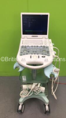 Esaote MyLab25Gold Flat Screen Portable Ultrasound Scanner Ref 970 7340 000 *S/N 00616* **Mfd 2008** System Software Res 1.01 STD 13.20 ODS 13.10 with 4 x Transducers / Probes (LA435 Ref 9600173000 / PA230E Ref 9600165000 / CA631 Ref 9600185000 and LA552E