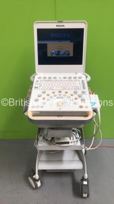 Philips CX50 Flat Screen Portable Ultrasound Scanner Ref 453561394231 *S/N US60901079* **Mfd 06/2009** Revision 3.1.2 with 2 x Transducers / Probes (C5-1 and L12-3) and Sony UP-D897 Digital Graphic Printer on Philips CX Cart (Powers Up - Damage to Machi