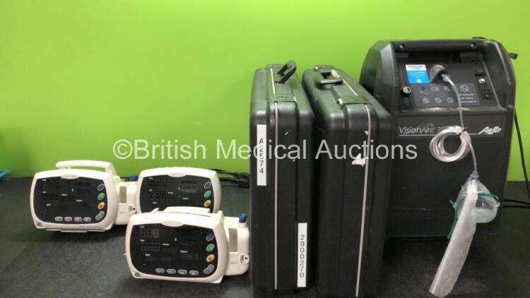 Mixed Lot Including 2 x Olympus Scope Cases, 1 x Airsep Visionaire 3 Oxygen Concentrator (Powers Up) 3 x Huntleigh Smartsigns Lite Plus Patient Monitors (2 Power Up, 1 No Power with Damage-See Photo)