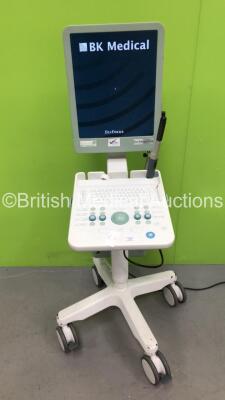 BK Medical Flex Focus 500 Flat Screen Ultrasound Scanner Ref Type 1202 *S/N 5001967* with 1 x Transducer / Probe (Type 8848 12-4 MHz) on BK Cart (Powers Up) ***IR520***