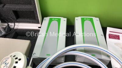 Mixed Lot Including 1 x Apnoea Respiration Monitor (No Power) 1 x deSoutter Medical Cutter (Powers Up) 2 x Liko Type BAJ100001511 Batteries, 2 x Ombra Table Top Compressors,1 x Entonox Hose with Valve and 1 x Mediwatch Ezee Pzee Portable Flowmeter with 1 - 3