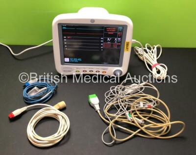 GE Dash 4000 Patient Monitor Including ECG, CO2, NBP, BP1, BP2, SpO2 and Temp/CO Options with 2 x BP Leads, 1 x SpO2 Finger Sensor Lead and 1 x 3 Lead ECG Lead (Powers Up) *GL*