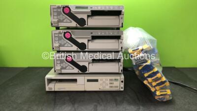 Mixed Lot Including 2 x Sony UP-2300P Colour Video Printers (Both Power Up with Missing Covers-See Photos) 1 x Sony UP-2850P Colour Video Printer (Powers Up with Missing Cover-See Photo) 1 x Sony UP-1850-EPM Color Video Printer (No Power with Damage-See P