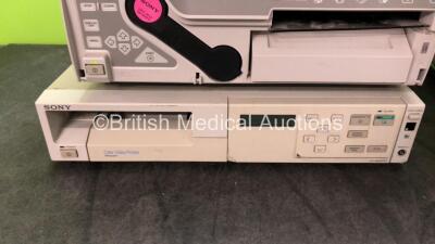 Mixed Lot Including 2 x Sony UP-2300P Colour Video Printers (Both Power Up with Missing Covers-See Photos) 1 x Sony UP-2850P Colour Video Printer (Powers Up with Missing Cover-See Photo) 1 x Sony UP-1850-EPM Color Video Printer (No Power with Damage-See P - 3