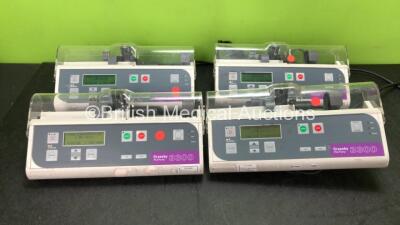 4 x Graseby 3300 PCA Pumps (All Power Up with Damaged Syringe Guards-See Photos) *SN 018781, RGP0020358, N/A, N/A*