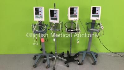 4 x Datascope Accutorr Plus Vital Signs Monitor on Stand with Selection of Cables (All Power Up)
