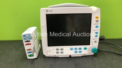 GE B30 Patient Monitor with 1 x GE E-PSMP Module Including ECG, SpO2, NIBP, T1, T2, P1 and P2 Options and 1 x GE SM201 Battery (Holds Power with Blank Screen and Damage-See Photo) *SN 6100039, SF310321323WA*