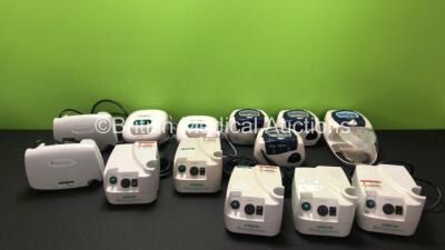 Job Lot Including 3 x ResMed S8 Autoset Spirit II CPAP Units, 1 x ResMed S8 Escape CPAP Unit with ResMed HumidAire 3i Humidifier, 5 x Salter Aire Plus Compressors, 2 x Salter Aire Elite Compressors and 2 x Ombra Table Top Compressors