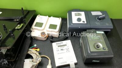 Mixed Lot Including 8 x Manger Stowage Airflo Boards with 6 x DC Power Supplies, 1 x Philips 989803167281 Battery *Untested* 6 x ResMed Astral Battery Packs *All Untested*2 x Zoll 3 Lead ECG Leads, 1 x Lifepak 9 806455-01 Quik Combo Pacing Unit, 2 x Phili - 3