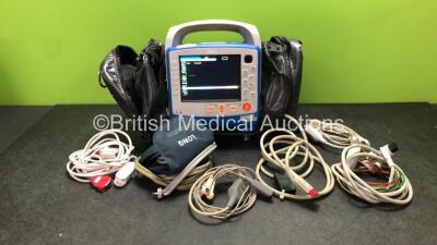 Zoll X Series Monitor/Defibrillator Including ECG, SPO2, NIBP, CO2 and Printer Options with 1 x Sure Power II Battery, 1 x NIBP Cuff and Hose, 1 x 4 Lead ECG Lead, 2 x 6 Lead ECG Leads, 1 x Trunk Cable and 1 x SPO2 Finger Sensors in Carry Bag (Powers Up a