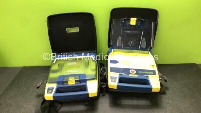 2 x Cardiac Science Powerheart AED G3 Automated External Defibrillators in Carry Cases with 2 x Batteries (Both Power Up)