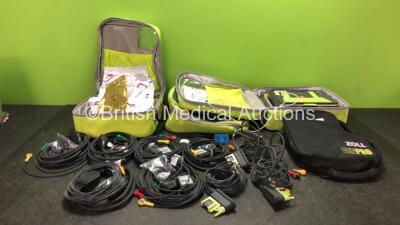 Mixed Lot Including 1 x Zoll AED Pro Defibrillator (Powers Up when Tested with Stock Battery-Battery Not Included) 6 x Electrode Pads and 3 x 3 Lead Zoll ECG Leads, 5 x Zoll 5 Lead ECG Leads and 4 x Carry Bags *SN AA10C016907*