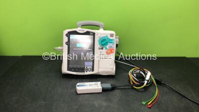 Philips MRx Defibrillator Including Pacer, ECG and Printer Options with 1 x Philips M3538A Battery, 1 x Philips M3539A Module, 1 x Paddle Lead, 1 x 3 Lead ECG Lead and 1 x Philips M3725A Test Load (Powers Up)