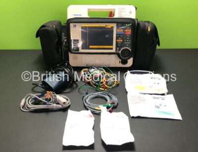 Medtronic Lifepak 12 Biphasic Defibrillator / Monitor Including Pacer, ECG, NIBP, SpO2 and Printer Options with 1x 4 Lead ECG Lead, 1 x 6 Lead ECG Lead, 1 x SpO2 Finger Sensor, 1 x BP Cuff with Hose, 2 x Electrode Packs *Expired* and 2 x Pulse Oximeter Ad