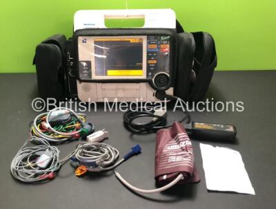 Medtronic Lifepak 12 Biphasic Defibrillator / Monitor Including ECG, NIBP, SpO2 and Printer Options with 2 x Batteries, 1x 4 Lead ECG Lead, 1 x 6 Lead ECG Lead, 1 x SpO2 Finger Sensor, 1 x BP Cuff with Hose, 1 x Pulse Oximeter Adhesive Sensor, 1 x Paddle 