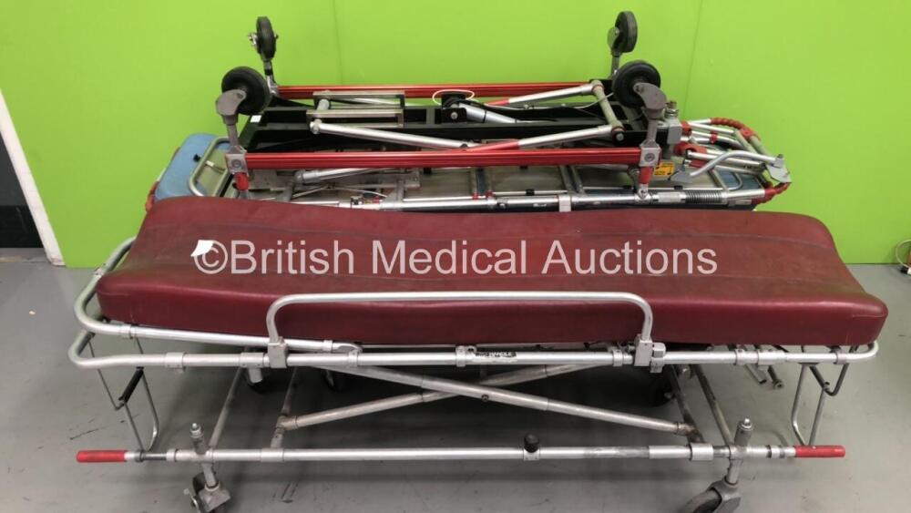 2 x Ferno Falcon Six Hydraulic Ambulance Stretchers with Mattress and 1