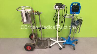 1 x Gas Change Over Trolley, 1 x Braun Tourniquet with Hose and 1 x GE Dinamap ProCare Vital Signs Monitor on Stand with BP Hose and SPO2 Finger Sensor (Powers Up) *S/N EEL023*