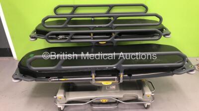 2 x Anetic Aid QA3 Hydraulic Patient Trolleys with 2 x Mattresses (Hydraulics Tested Working) *25657 / 25656*