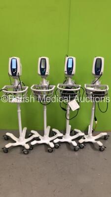 4 x Welch Allyn SPOT Vital Signs Monitors on Stands (3 x Power Up) *S/N 201518438 / 21201702435 / 21201702442 / 201212254*