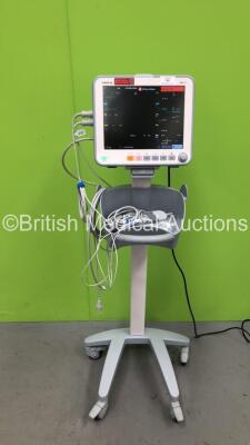 Mindray iPM12 Patient Monitor on Stand with IBP1, IBP2, T1, T2, SPO2, ECG and NBIP Options, Selection of Leads and CO2 Module (Powers Up) *Mfd 04/2020*