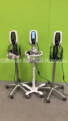 3 x Welch Allyn 420 Series Patient Monitors on Stands with 3 x BP Hoses (All Power Up) S/N 21201702432 / 200313094 / 200503307*