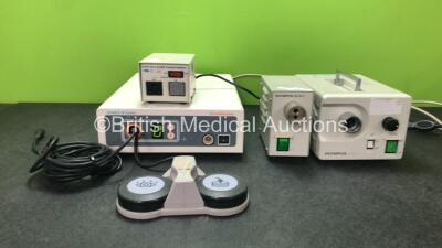 Mixed Lot Including 1 x Smith & Nephew Dyonics RF System (Powers Up) 1 x Olympus MU-1 Leakage Tester Maintenance Unit (Powers Up)1 x Olympus CLK-4 Portable Light Source Unit (No Power) 1 x ST-200 Step Up Transformer (No Power) 1 x DFS-S Footswitch