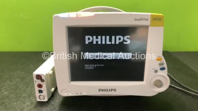 Philips Intelli Vue MP30 Patient Monitor *Mfd 2013* with 1 x Philips M3001A AC01C06C12 Module Including ECG SpO2, NBP, Temp and Press Options *Mfd 06-2017* (Powers Up)