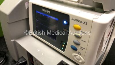 2 x Philips IntelliVue MP30 Patient Monitors with 2 x Philips IntelliVue X2 Patient Monitors with Press, Temp, NBP, SPO2 and ECG Resp Options (All Power Up) - 3