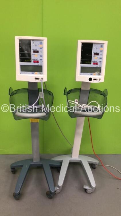 2 x Mindray Accutorr Plus Vital Signs Monitors on Stand (Both Power Up - 1 x Missing Ports - See Pictures) *S/N A73463-A4 / A7153958C9*