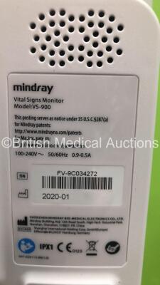 2 x Mindray VS-900 Vital Signs Monitors (Both Power Up - Missing Side Cover - See Pictures) *S/N FV-77017514 / FV-9C034272* - 5