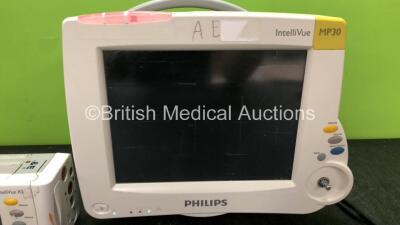 1 x Philips IntelliVue MP30 Patient Monitor (Powers Up, with Damaged Casing, Scratched Screen and Missing Dial-See Photos) 1 x Philips IntelliVue X2 Handheld Patient Monitor Including Press, Temp, NBP, SpO2 and ECG/Resp Options Software Revision H.15.53 w - 3