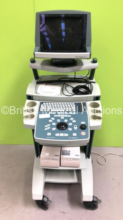 BK Medial 2101 Falcon Ultrasound Scanner *S/N 2001-1833944* with 2 x Sony UP-895MD Video Graphic Printer (Powers Up with Blank Screen)