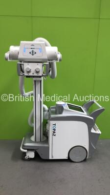 DRGEM Topaz-23D Mobile X-Ray Unit *S/N DRK2050170A* **Mfd 05/2020** with DRGEM Wireless Digital Flat Panel Detector Model Mano4336W (Powers Up with Key - Key Included - Damage to Front End of Machine - See Pictures)