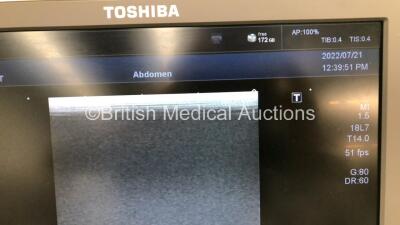 Toshiba Aplio 500 TUS-A500 Flat Screen Ultrasound Scanner *S/N WAB1522147* **Mfd 02/2015** Software Version AB_V5.10*R101 with 2 x Transducers / Probes (PVT-781VT *Mfd 10/2014* / PLT-1204BT *Mfd 11/2014*) (Powers Up) - 4