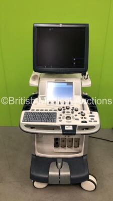 GE Logiq E9 Flat Screen Ultrasound Scanner Ref 5205000-4 Software Version R2.0.4 with Sony Digital Graphic Printer UP-D897 *Mfd 2010-03* (Powers Up)