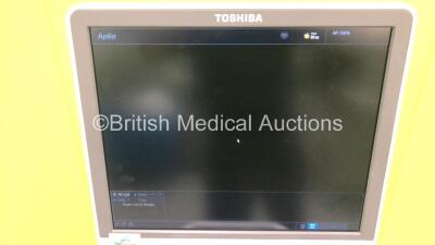 Toshiba Aplio 500 TUS-A500 Flat Screen Ultrasound Scanner *S/N T5A14Y2136* **Mfd 11/2014** Software Version - Unable to Boot with 2 x Transducers / Probes (PLT-704SBT *Mfd 10/2014* Some Damage to Cable / PVT-375BT *Mfd 01/2018* Slight Damage to Probe Head - 8