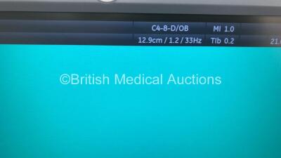 GE Voluson E8 Expert Flatscreen Ultrasound Scanner *Mfd - 03/2014* Software Version - B 12.0.4.552 with 2 x Transducers / Probes (1 x RAB 4-8-D *Mfd - 03/2010* and 1 x C4-8-D *Mfd - 03/2012* Some Probe Head Damage) and Sony UP-D897 Digital Graphic Printer - 7