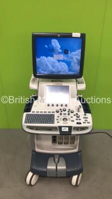 GE Logiq E9 Flat Screen Ultrasound Scanner Ref 5205000-4 Software Version R2.0.5 *Mfd 03 - 2010* with Sony Graphic Printer UP-D897 (Powers Up) *99518US3*