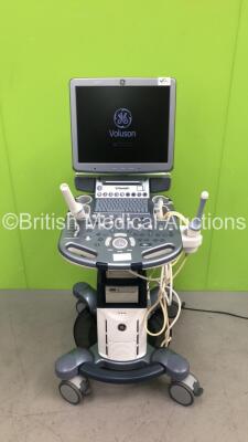 GE Voluson S8 Flat Screen Ultrasound Scanner Ref 5451540 *S/N 253272SU9* **Mfd 04/2014** Software Version 14.0.0 (14.0.3.259) with 3 x Transducers / Probes (RIC5-9W-RS Ref H48661EF *Mfd 03/2013* / RIC5-9W-RS Ref H48661EF *Mfd 02/2021* and C1-5-RS Ref 538