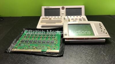 Job Lot Including 1 x Philips Sonos 5500 Operator Panel (Some Damaged Casing), 1 x GE Logiq 9 Touchscreen Operator Panel, 4 x GE TD5 2362863 Boards, 1 x GE RF AMP2 Board, 1 x GE XDIF Relay and 1 x Delta D0106568 Board