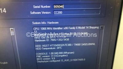 GE Voluson i Portable Ultrasound Scanner *S/N B05046* **Mfd 03/2014* Software Version CC200 (14.0.0.46) BT14 with 1 x Transducer / Probe (4C-RS Ref 5125386 *Mfd 02/2014*) on GE Voluson Dock Cart (Powers Up) - 6