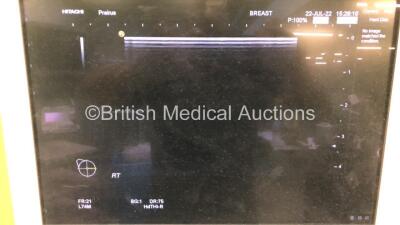 Hitachi Hi-Vision Preirus Flat Screen Ultrasound Scanner *S/N KE17763310* **Mfd 2013** with 2 x Transducers / Probes EUP-C715 *Mfd 2013-05* and EUP-L74M *Mfd 2013-03* (Powers Up) - 5