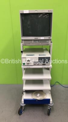 Olympus Stack Trolley with Sony Trinitron Monitor and Olympus Evis CLV-U20 Light Source (Powers Up)