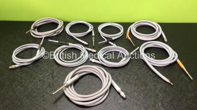 9 x Fibre Optic Light Source Cables (1 x Damaged - See Photos)