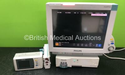 Job Lot Including 1 x Philips IntelliVue MP70 Touch Screen Patient Monitor *Mfd 2009* (Powers Up with Damage-See Photos) 1 x Philips M3012A Module Including Press and Temp Options *Mfd 2007* 1 x Philips IntelliVue X2 M3002A Ref 865039 Handheld Patient Mon