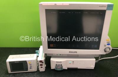 Job Lot Including 1 x Philips IntelliVue MP70 Touch Screen Patient Monitor *Mfd 2009* (Powers Up with Slight Damage-See Photos) 1 x Philips M3012A Module Including Press and Temp Options *Mfd 2007* (Damage to Casing-See Photos) 1 x Philips IntelliVue X2 M