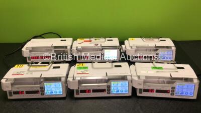 6 x Arcomed AG Syramed uSP 6000 Syringe Pumps (All Power Up, 2 x Power Up with Alarm, 2 x Damaged Casing - See Photos) *SN 69831604 / 69861604 / 69811604 / 69851604 / 69891408 /