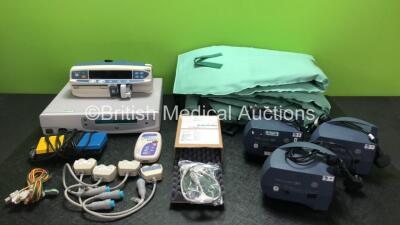 Mixed Lot Including 3 x Pari TurboBoy SX Compressors, 1 x Graseby MR10 Monitor, 1 x Cardinal Health Alaris GH Syringe Pump (Draws Power Does Not Power Up) 1 x Versapoint Gynecare Unit (Powers Up) 1 x Footswitch, 4 x Fukuda Denshi Connection Leads, 1 x 3 L